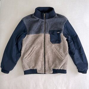 PAN CON CHOCOLATE boys navy & khaki fleece jacket, size 12